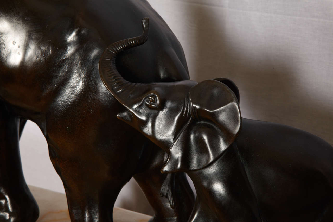 Mid-20th Century Art Deco Elephants Sculpture by Irinee Rochard For Sale