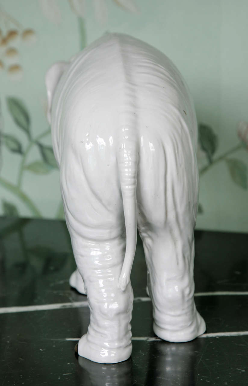 19th Century Pair of Large White Porcelain Elephants