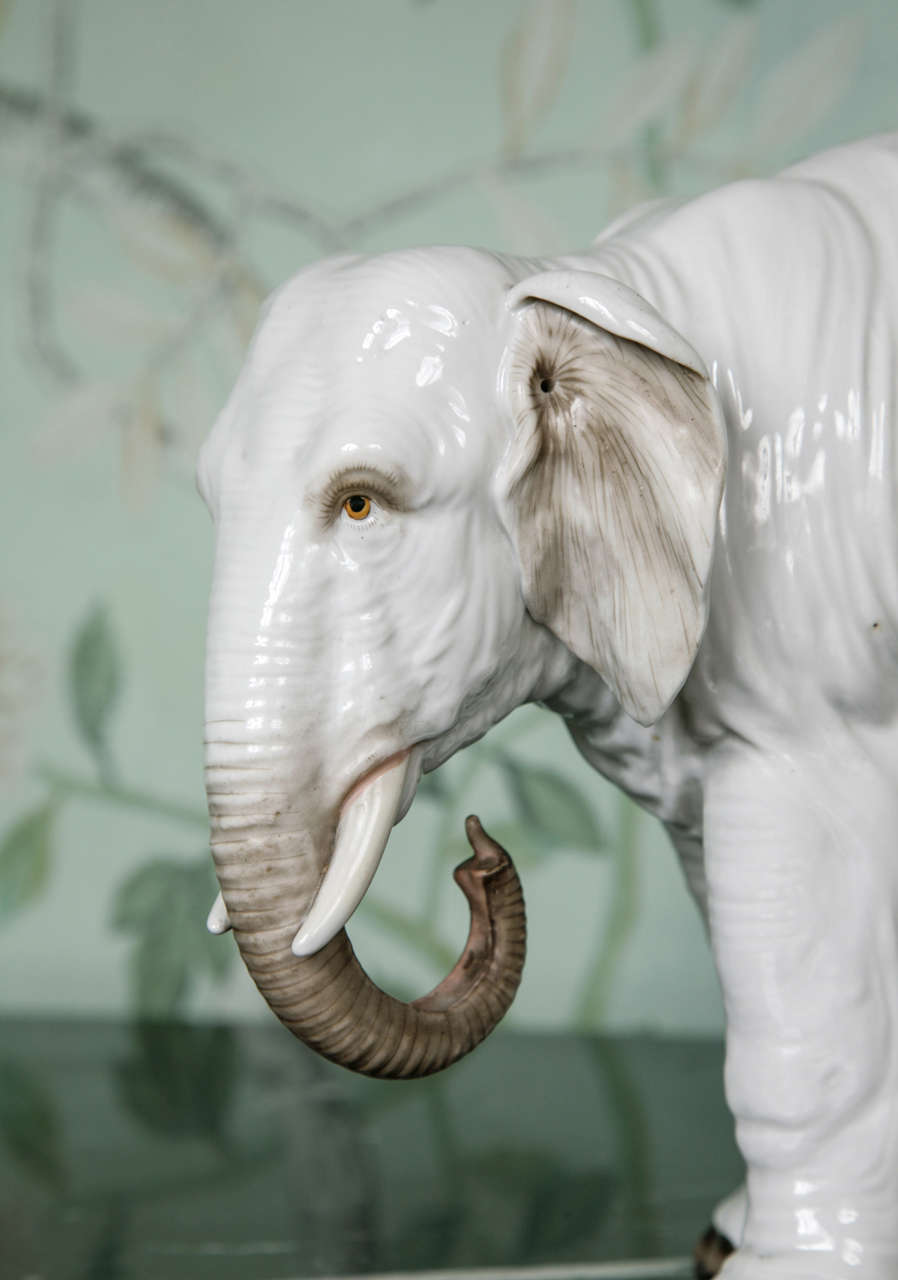 Pair of Large White Porcelain Elephants 1