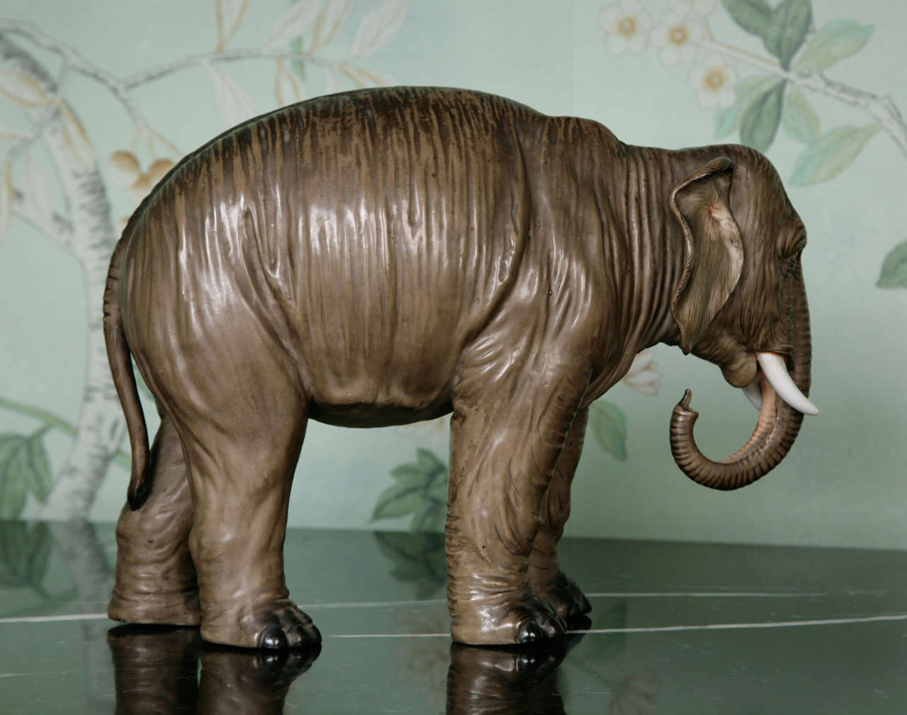 A Large Pair of Grey Porcelain Elephants 1