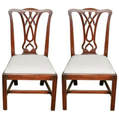 A Pair of 18th Century Mahoganny Chippendale 'Gothick' style chairs, ca. 1775