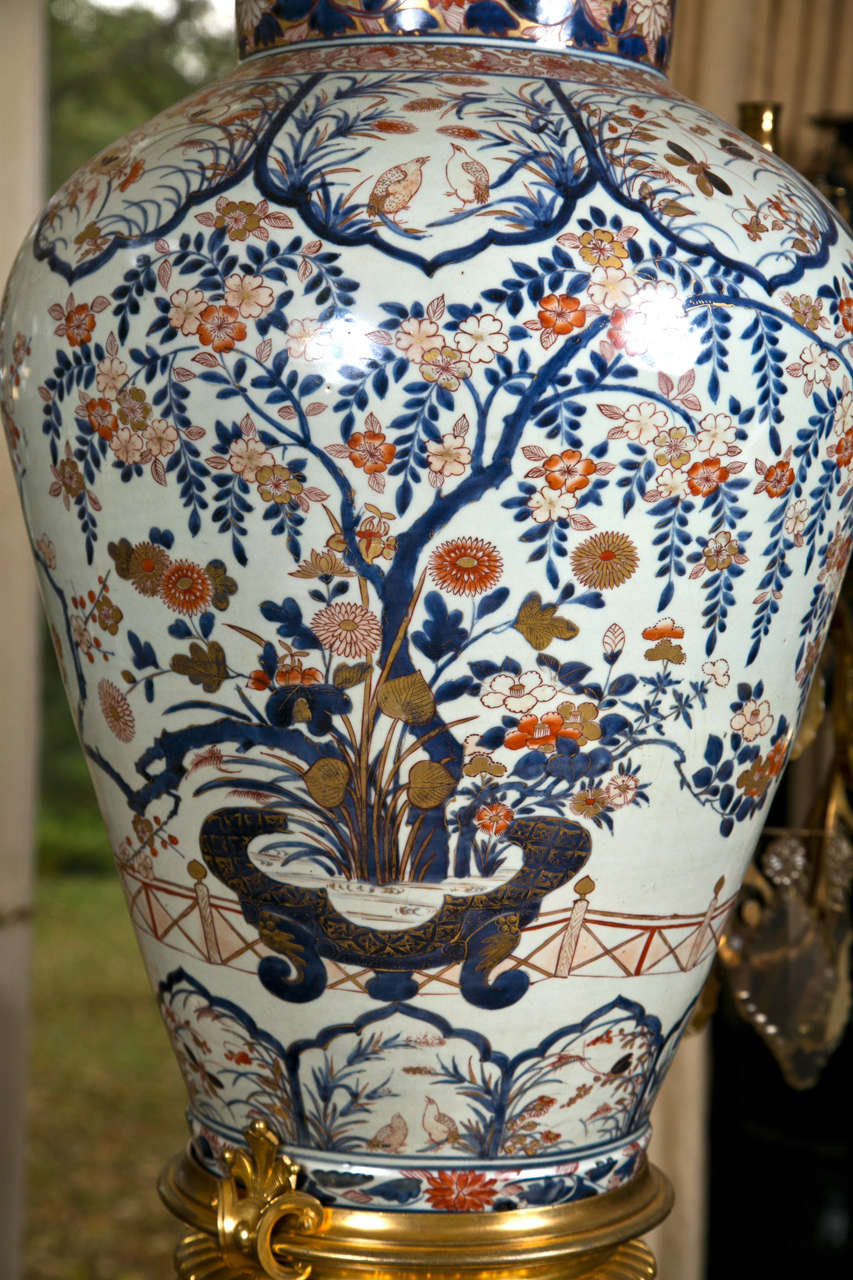 18th Century and Earlier 17/18th Century Japanese Imari Vase with 19th Century Gilt Bronze Mounts For Sale