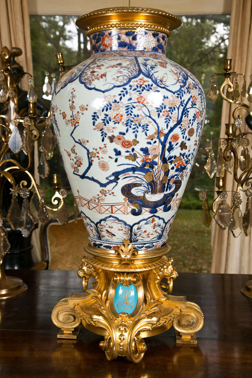 17/18th Century Japanese Imari Vase with 19th Century Gilt Bronze Mounts For Sale 1