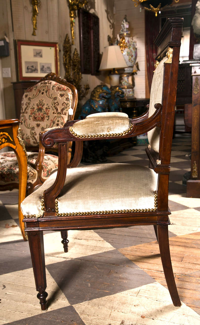 Pair Mahogany Empire Style Open Arm Chairs In Good Condition In Woodbury, CT