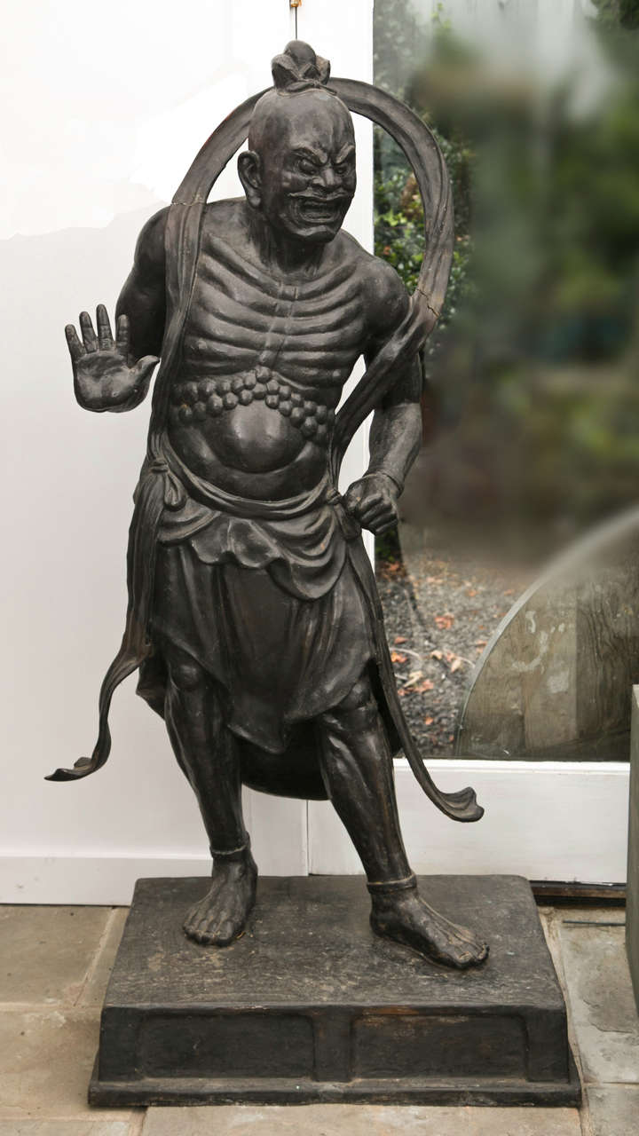Lifesized Pair of Bronze Japanese Nio Guardians For Sale at 1stdibs