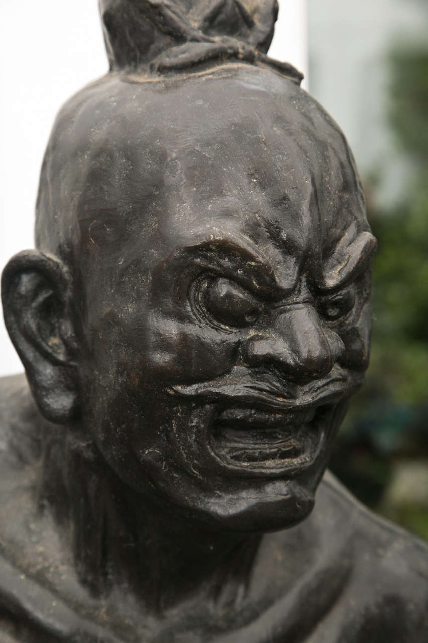 Lifesized Pair of Bronze Japanese Nio Guardians For Sale at 1stdibs