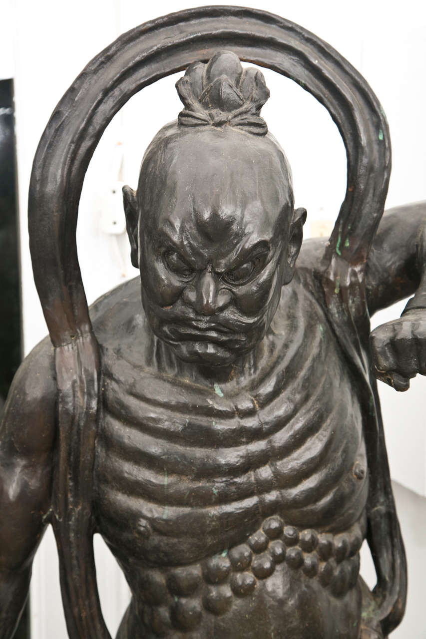 Lifesized Pair of Bronze Japanese Nio Guardians For Sale at 1stDibs