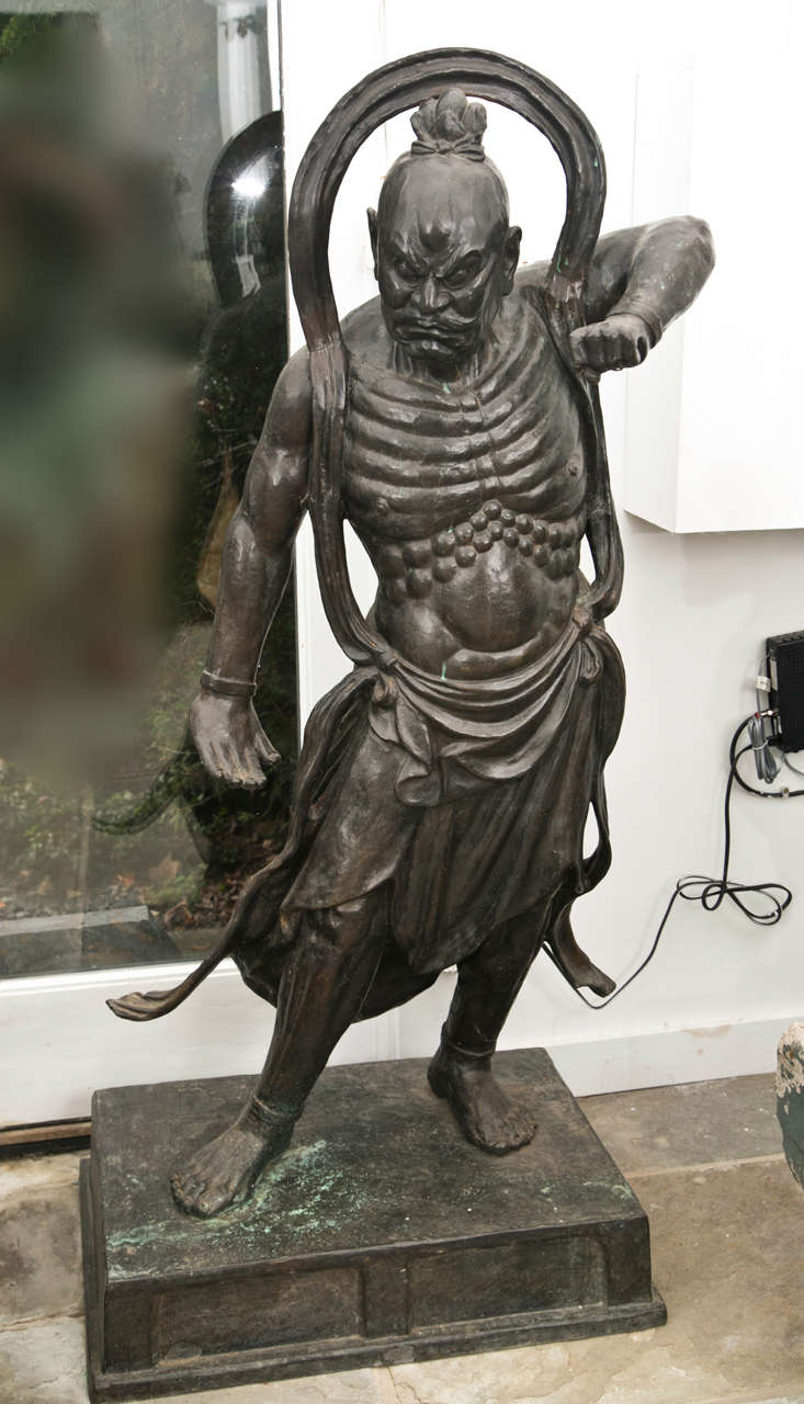 Lifesized Pair of Bronze Japanese Nio Guardians For Sale at 1stdibs