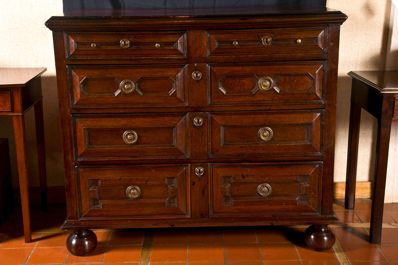 Large Oak Jacobean Chest of Drawers 1