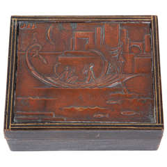 Antique Early Hagenauer Leather and Copper Box