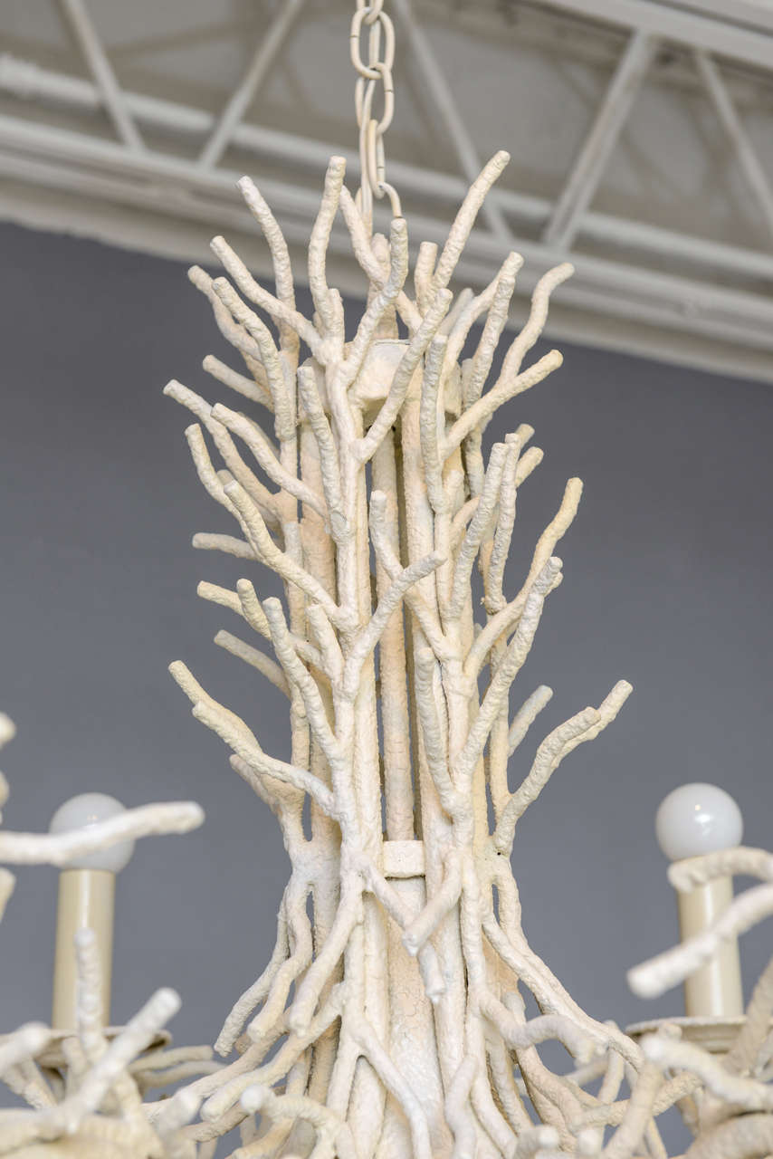 Large 7-Light Faux Coral Chandelier In Excellent Condition In North Miami, FL