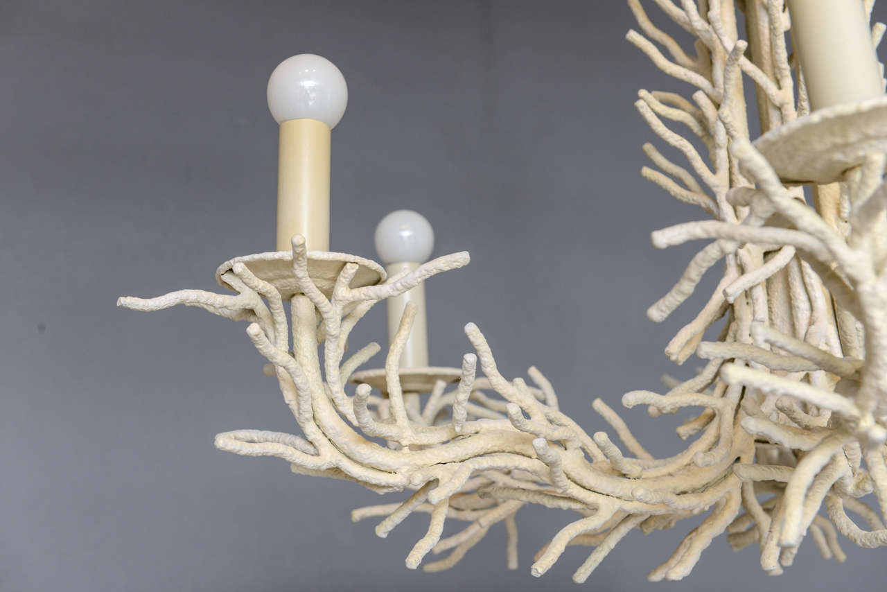 Mid-20th Century Large 7-Light Faux Coral Chandelier
