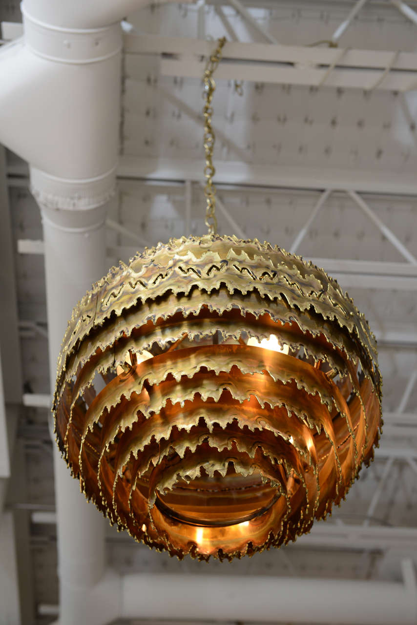 Large Brutalist Orb Chandelier by Tom Greene In Excellent Condition In North Miami, FL