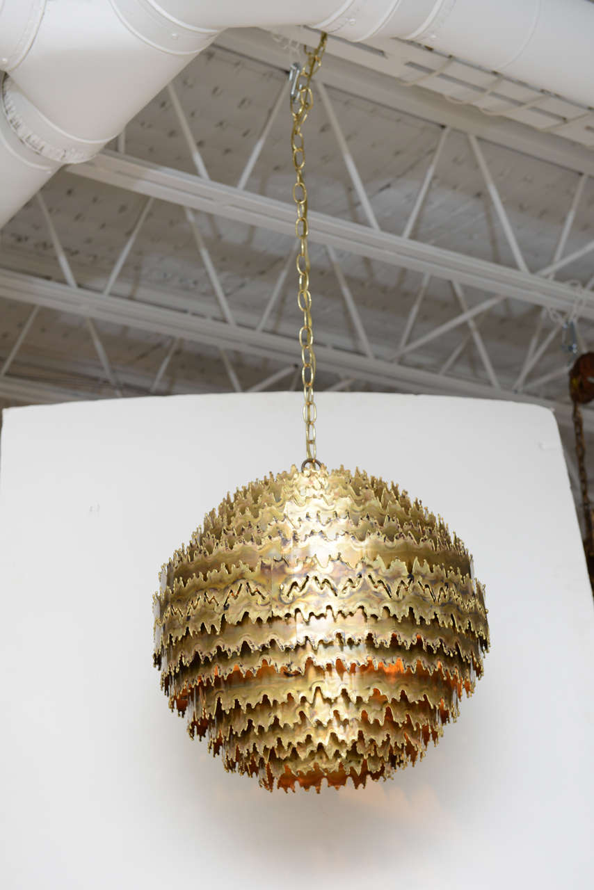 Large Brutalist Orb Chandelier by Tom Greene at 1stDibs