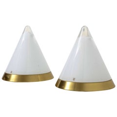 Set of Peill and Putzler White Opaline Glass Table Lamps, Denmark