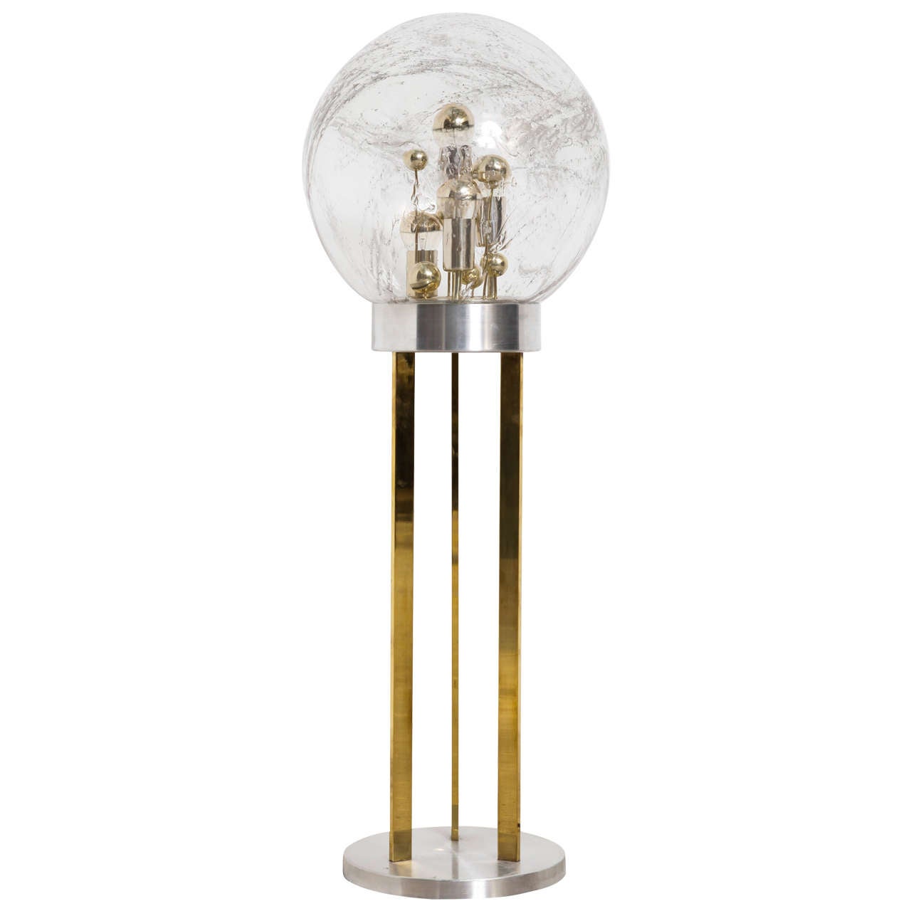 Midcentury Modern Glass and Brass Doria Floor Lamp, 1970's Germany