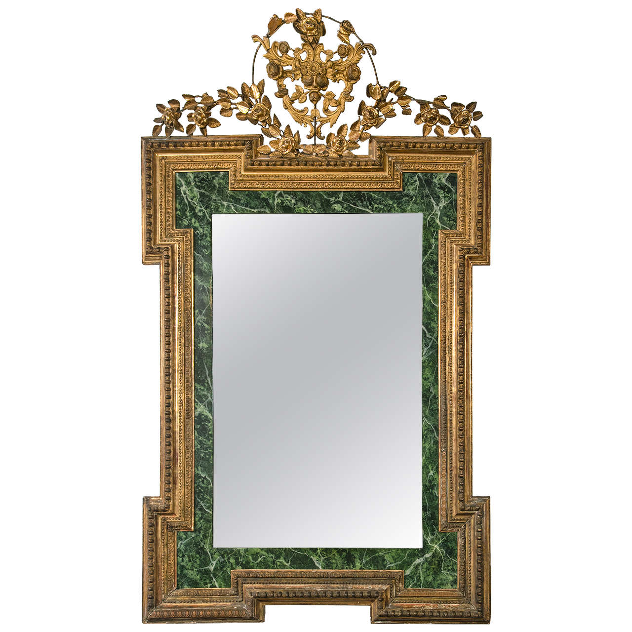 19th Century Continental Faux Marble Paneling Mirror For Sale
