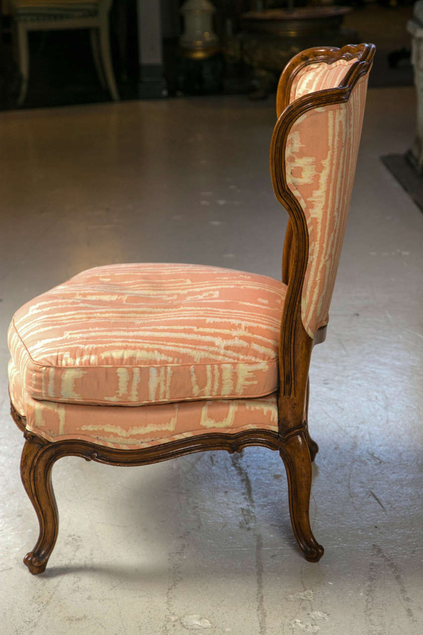 Small French Walnut Framed Slipper Chair 3