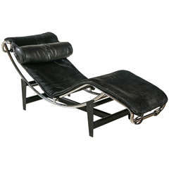 Le Corbusier style pony hide chair on metal base