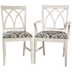 Set of 8 mid-century Dining Chairs lacquered white