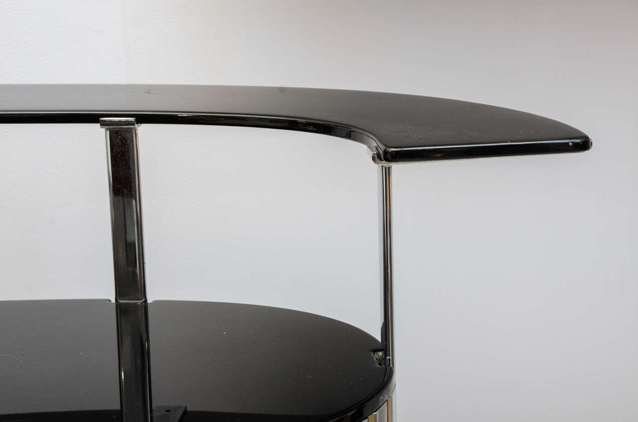 Mid-20th Century Organ Design Dry Bar and Stool in Metal and Lacquer For Sale