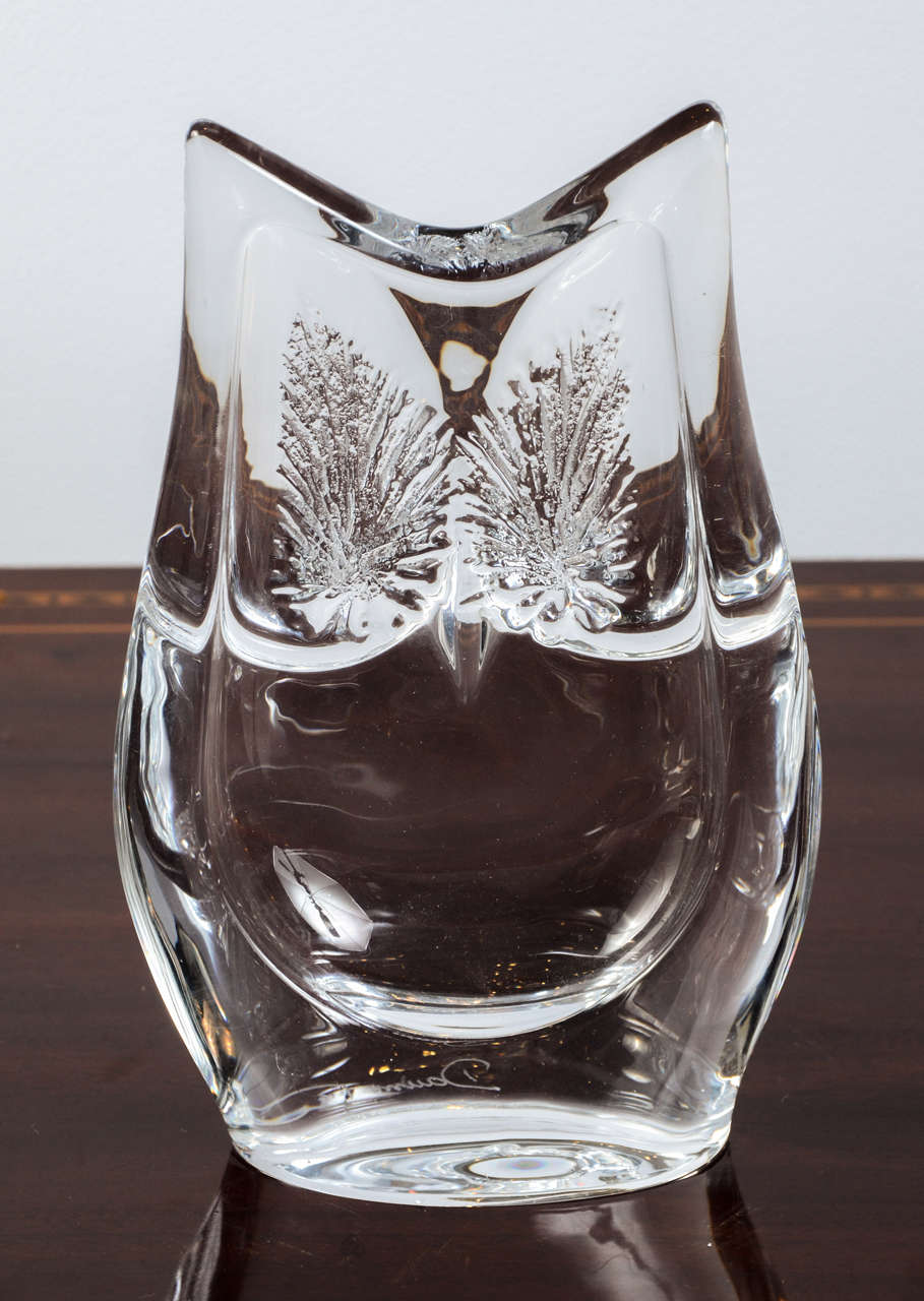 Daum crystal 'Howl' engraved vase. Original model. Signed Daum France. Perfect condition.