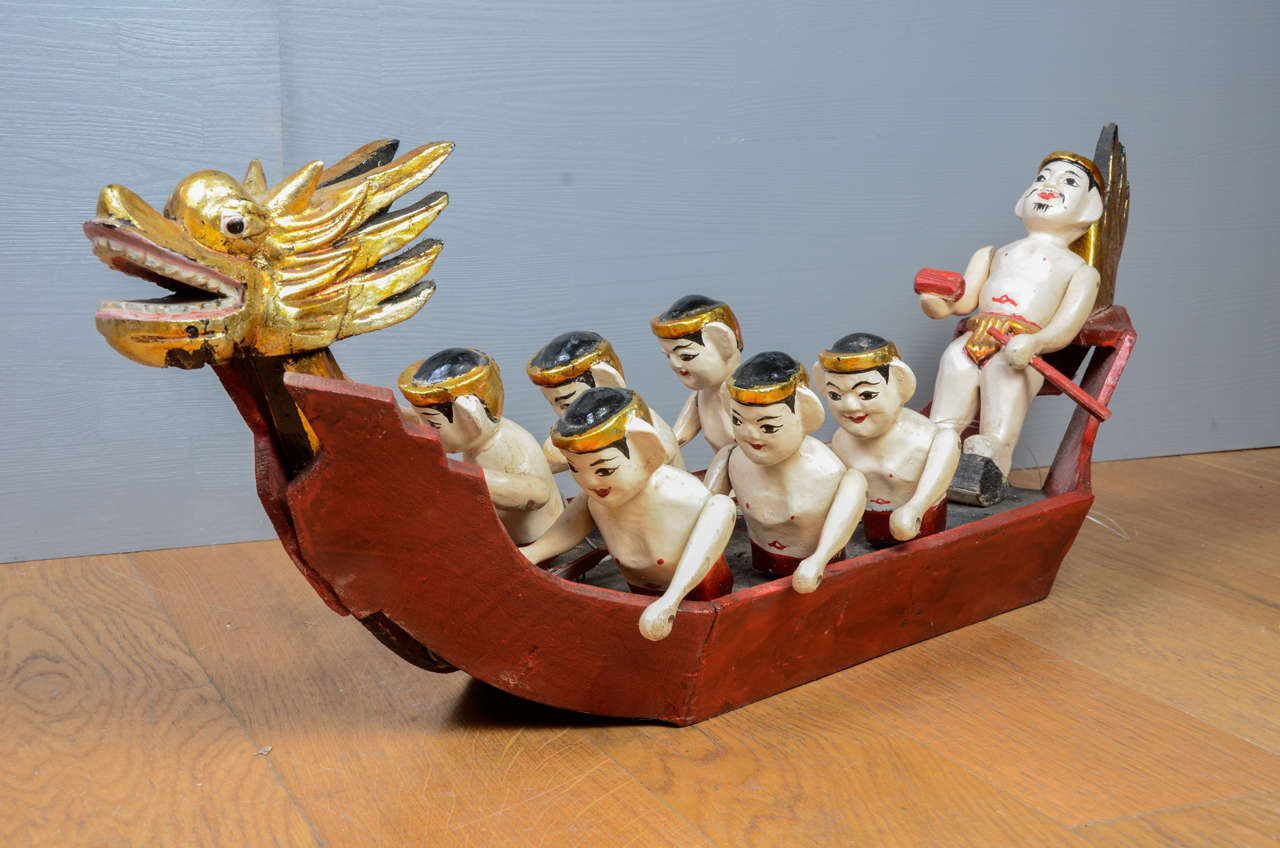 Rowing Characters Asian Old Toy