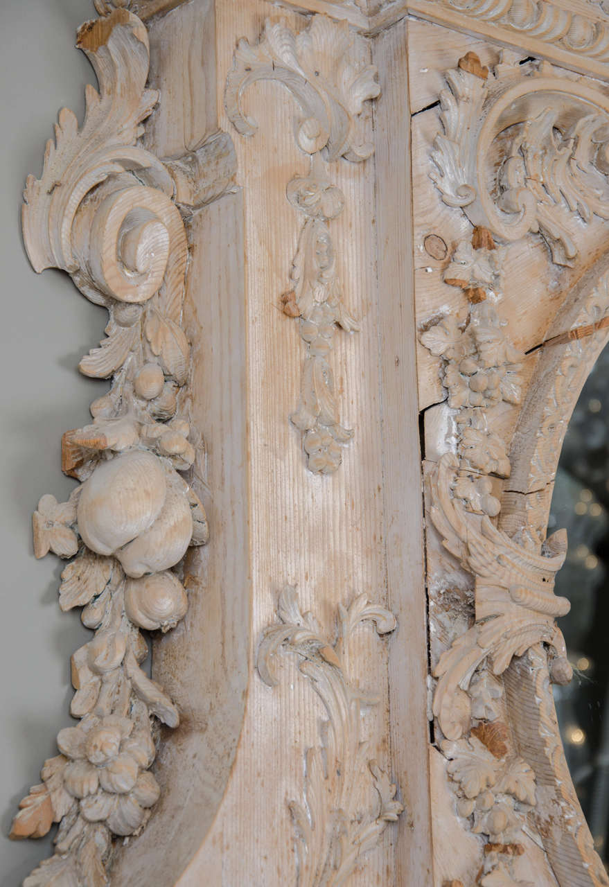 British Richly Embellished George ll Carved Pine Overmantel