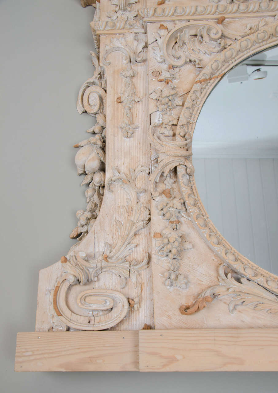 Richly Embellished George ll Carved Pine Overmantel In Good Condition In London, GB