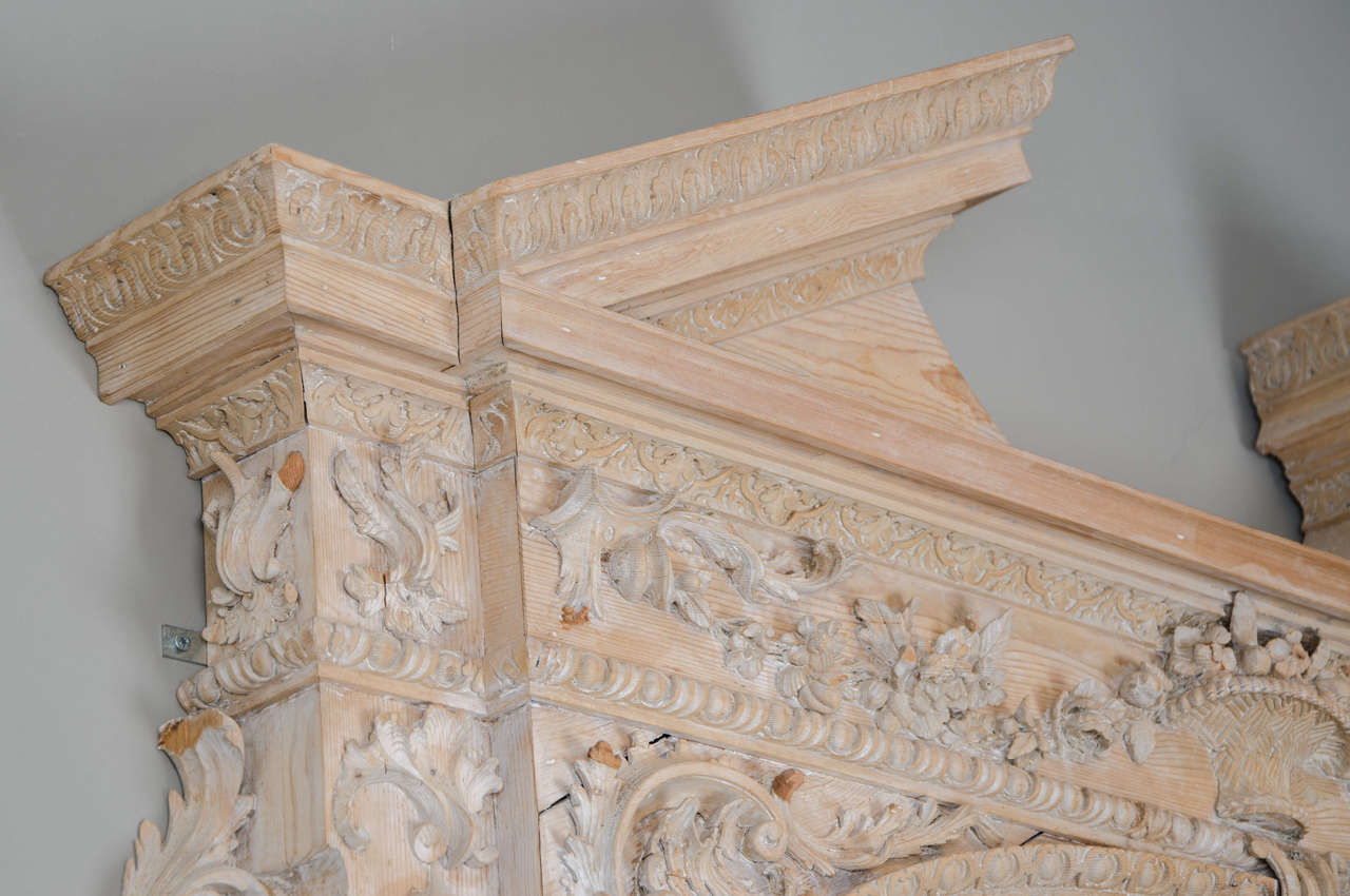 18th Century and Earlier Richly Embellished George ll Carved Pine Overmantel
