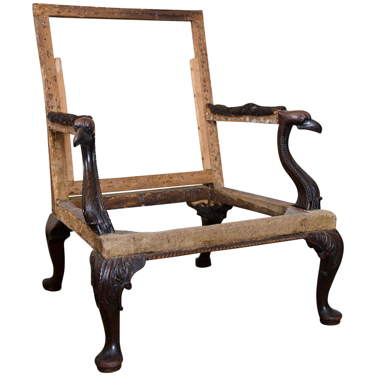 George II carved-walnut Gainsborough chair, 18th century or earlier, offered by Jamb