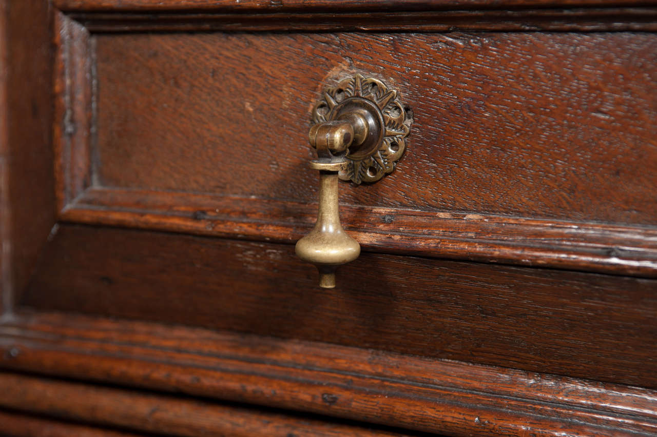 17th Century English Baroque polished Oak Chest, c. 1650 England For Sale 2