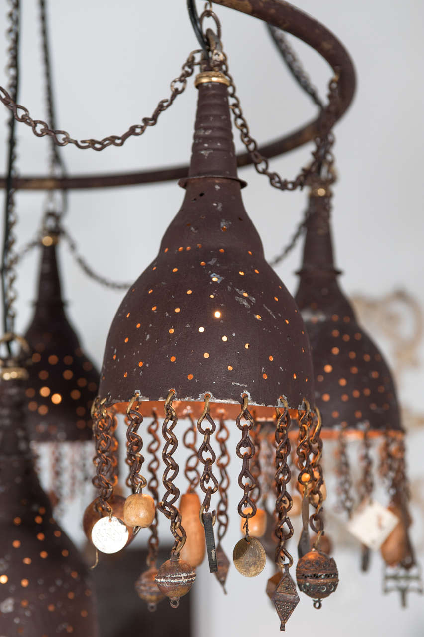 20th Century Moroccan Metal Chandelier, c. 1940 For Sale 2