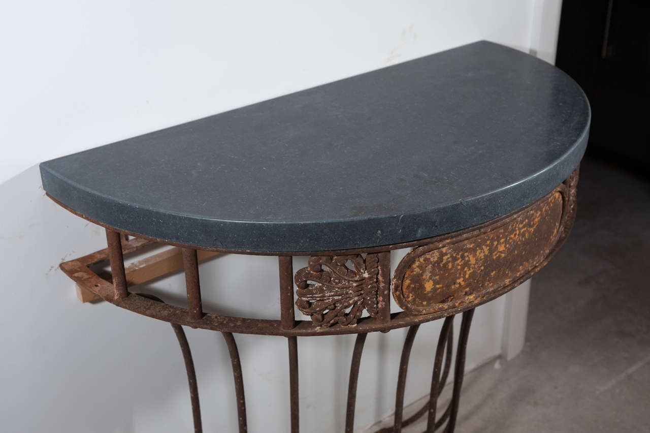Belgian 19th Century Console made from Stable Hay sack with Bluestone top
