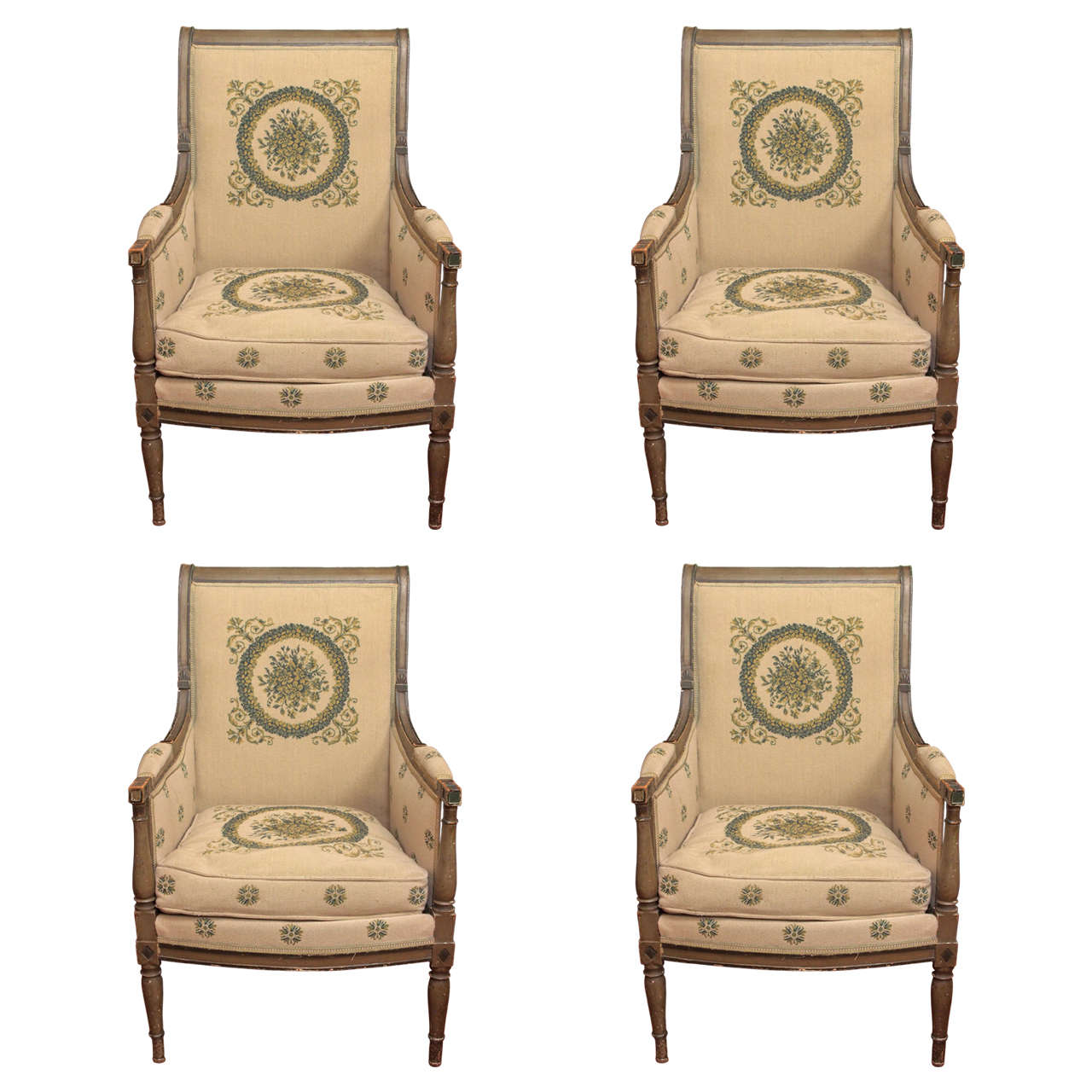 Set of Four Directoire Bergeres For Sale