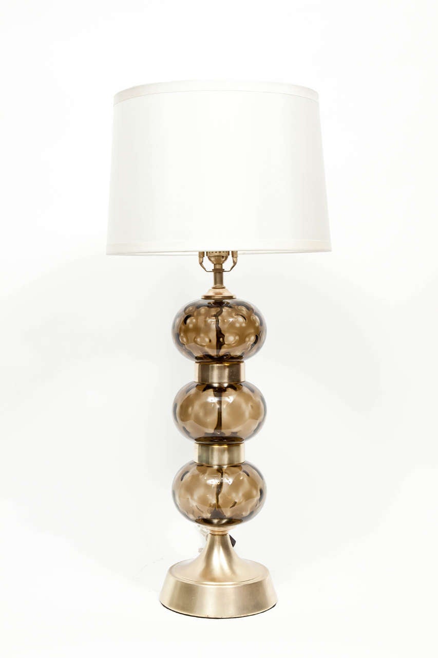 Pair of Murano Glass Orb Lamps
