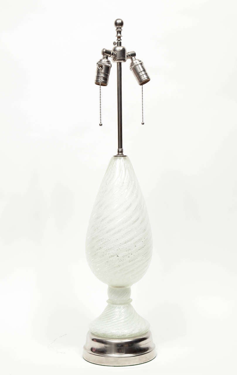 Italian Barovier White Murano Glass Lamps 