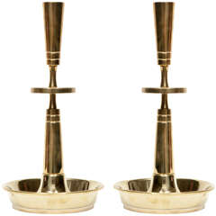 Pair of Tommi Parzinger Brass Candlesticks