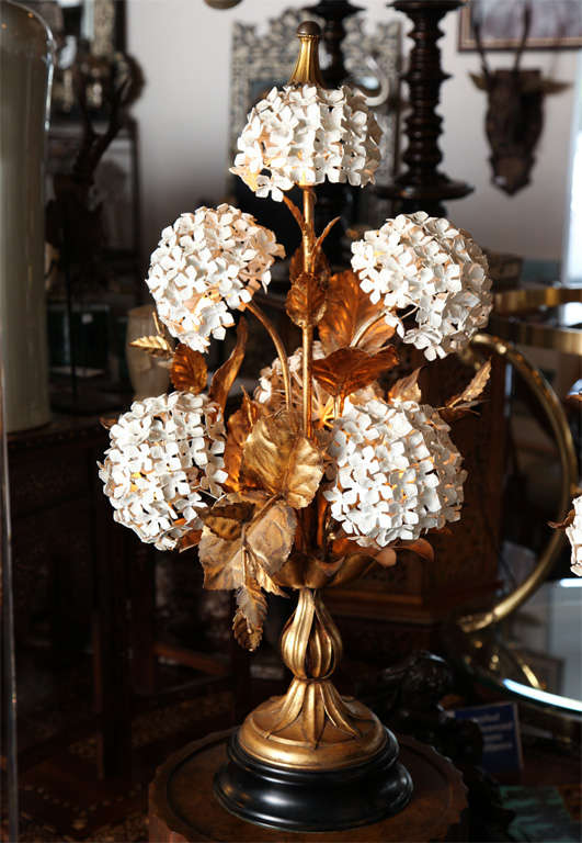 Italian Fabulous Pair of Hydrangea Lamps