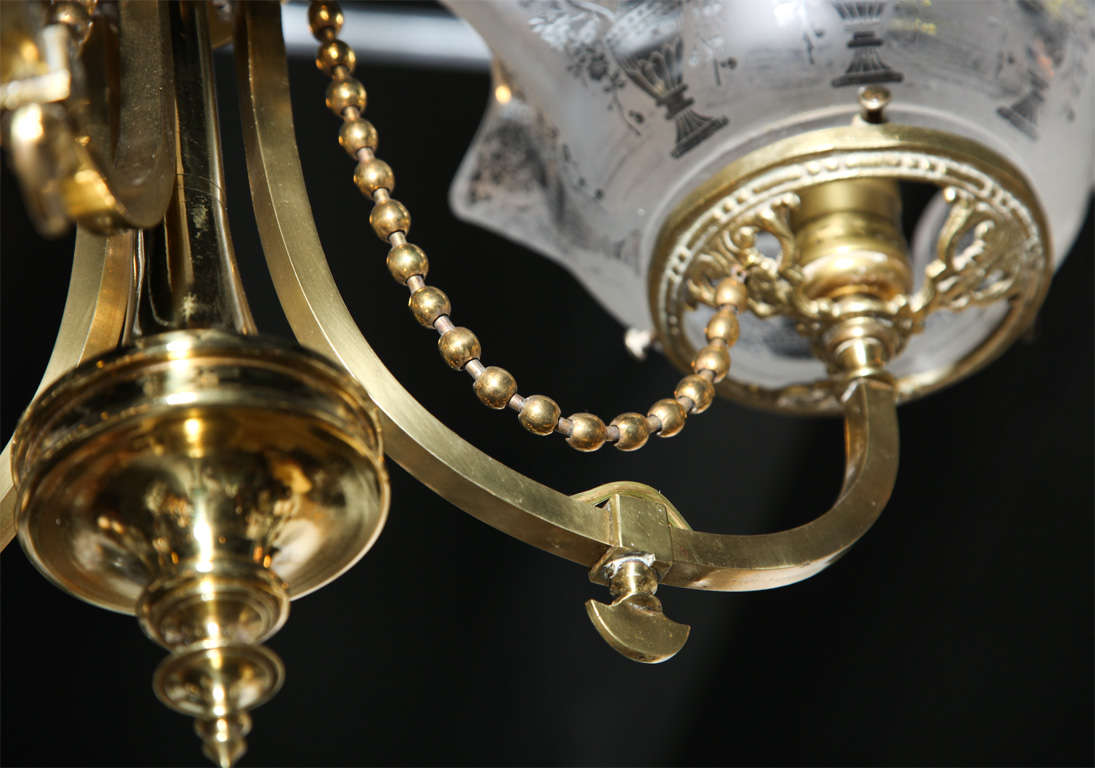 19th Century Victorian Antique Brass Light Fixture