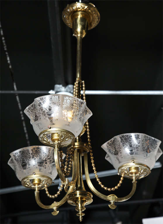 Victorian Antique Brass Light Fixture For Sale at 1stdibs