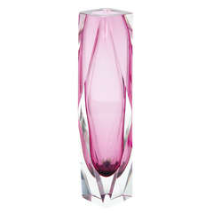 Faceted Murano Glass Vase after Flavio Poli