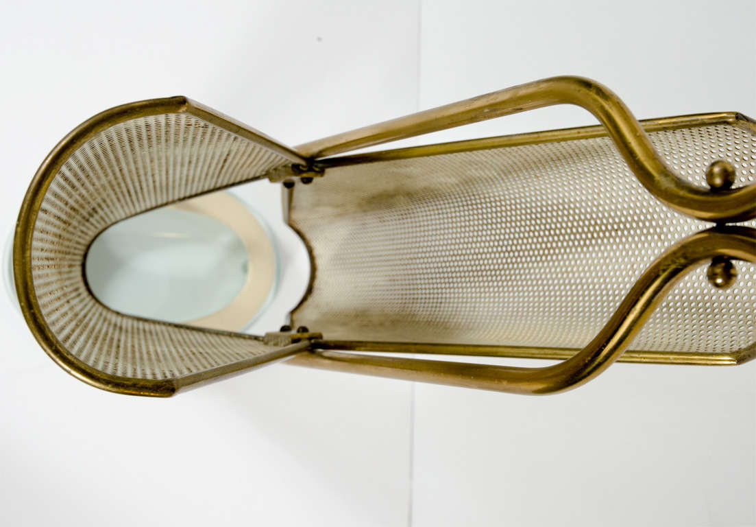 Italian Brass, Perforated Metal and Glass Umbrella Stand 3