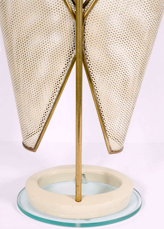 Italian Brass, Perforated Metal and Glass Umbrella Stand 5