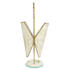 Italian Brass, Perforated Metal and Glass Umbrella Stand