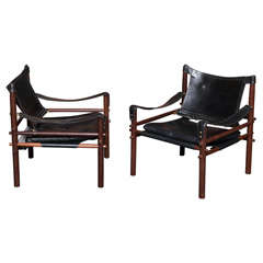 Pair Arne Norell Rosewood Sirocco Arm Chairs