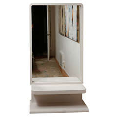 Vintage White Lacquer Floor Mirror