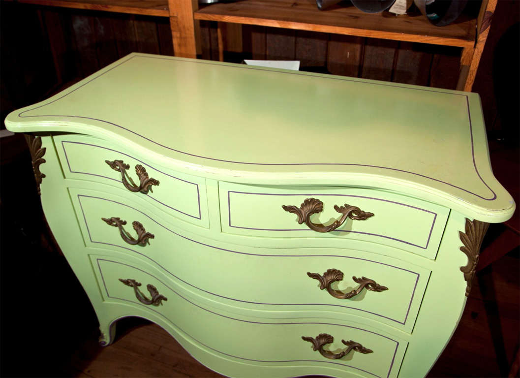 Italian Pair of Chartreuse Commodes For Sale