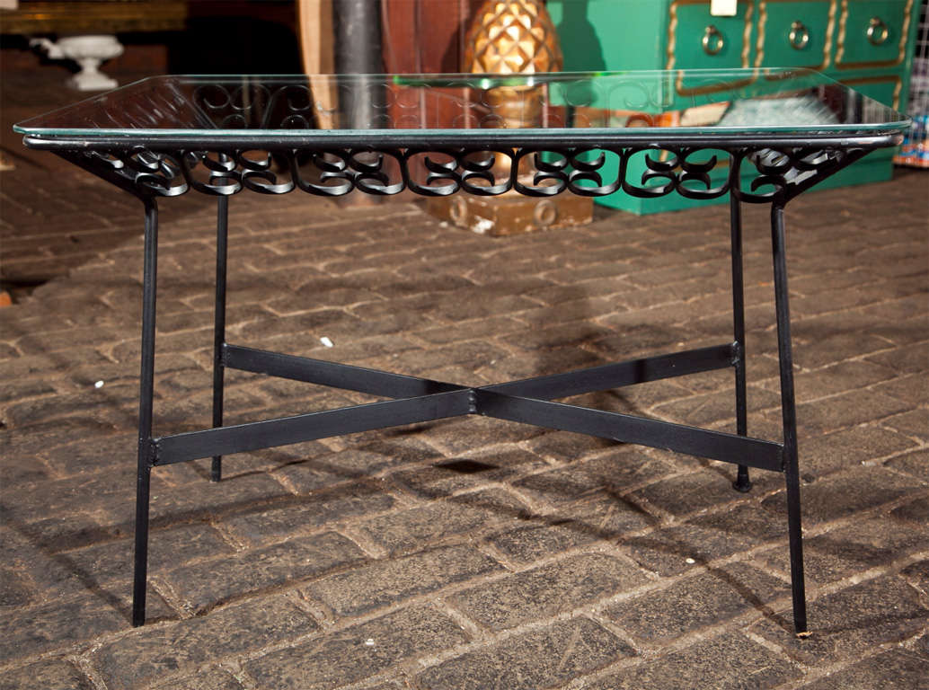 American Arthur Umanoff Wrought Iron Table For Sale