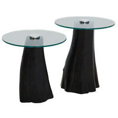 Black Lacquered Cypress Knee Side Tables